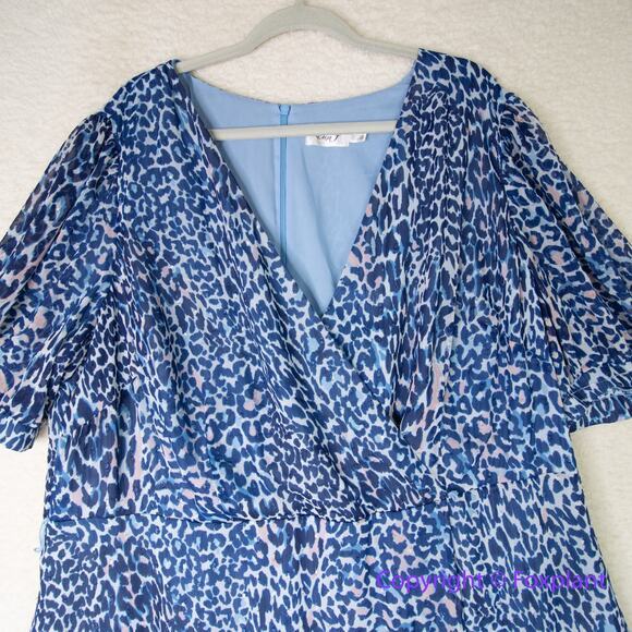 Eliza J Leopard Print Faux Wrap Dress in Blue Lyst plus size 20W - Picture 3 of 15